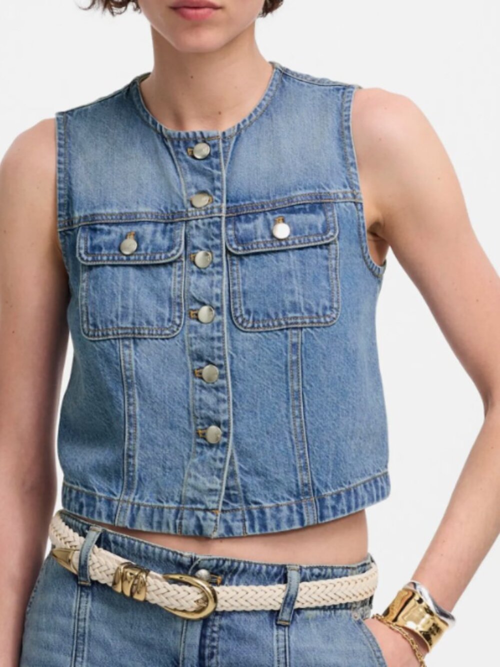 Madewell Crop Denim Vest (Size S)